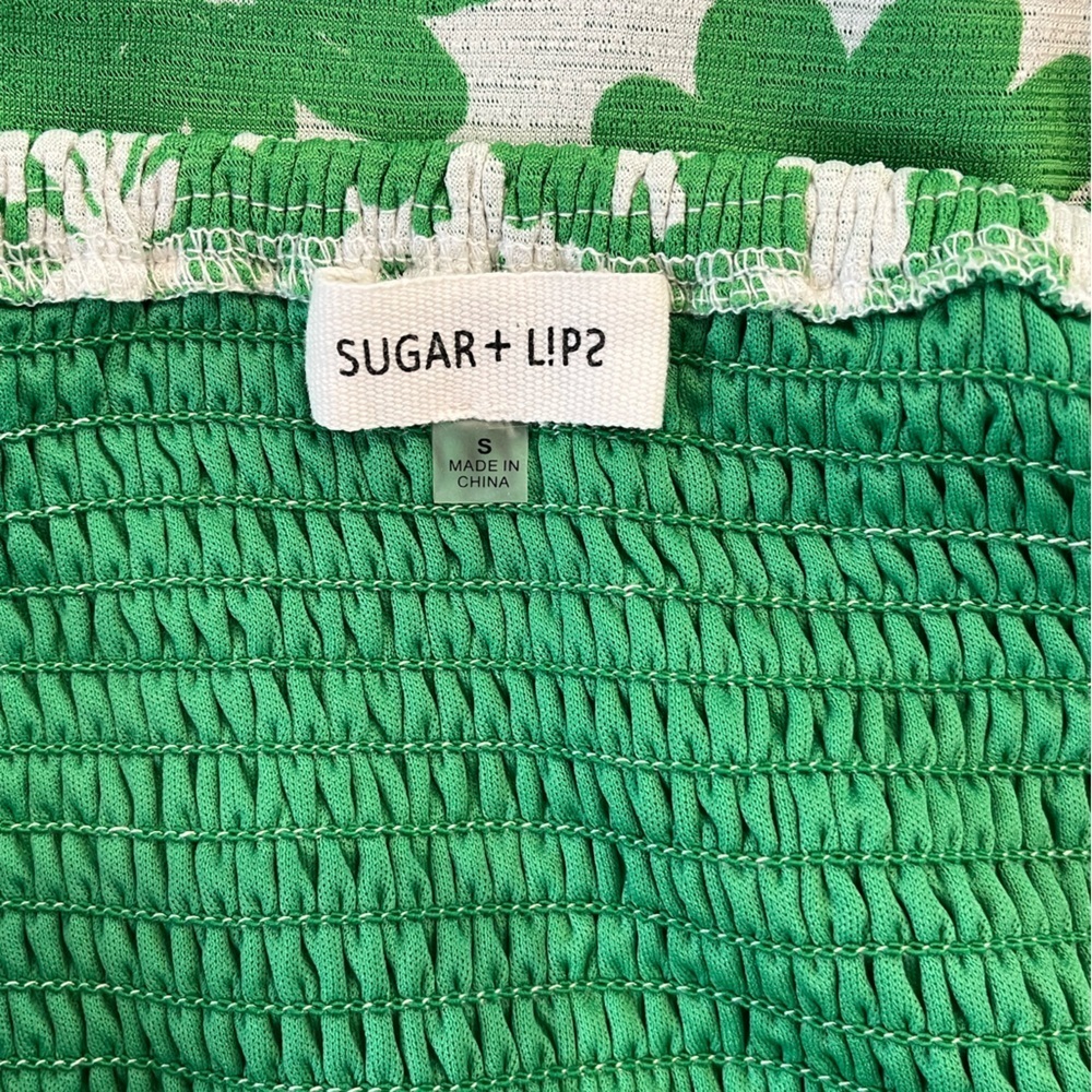 Sugarlips Kennedy Floral Denni Smocked Midi Dress Small Green Sleeves Retro - Picture 4 of 8